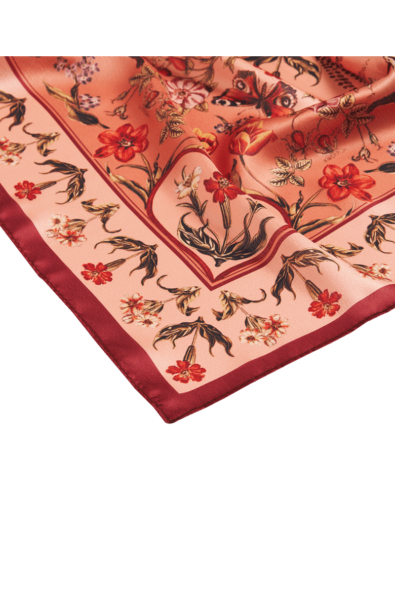 Fable England Folksy Fox Tales Peach Square Scarf, Alternate, color, Dusty Peach
