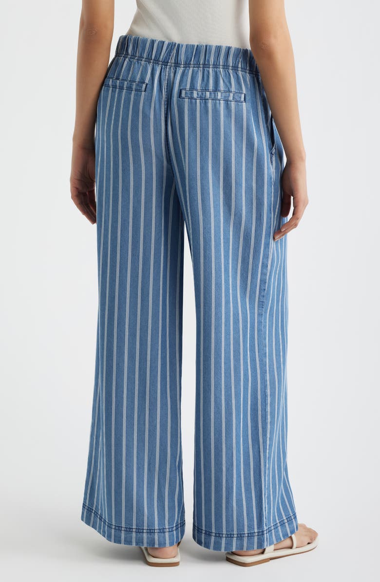 CITY BLUES Pleated Stripe Wide Leg Denim Pants, Alternate, color, Medium Indigo