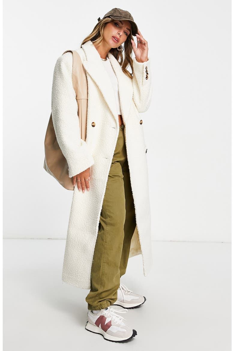 Bouclé Longline Coat, Alternate, color, CREAM