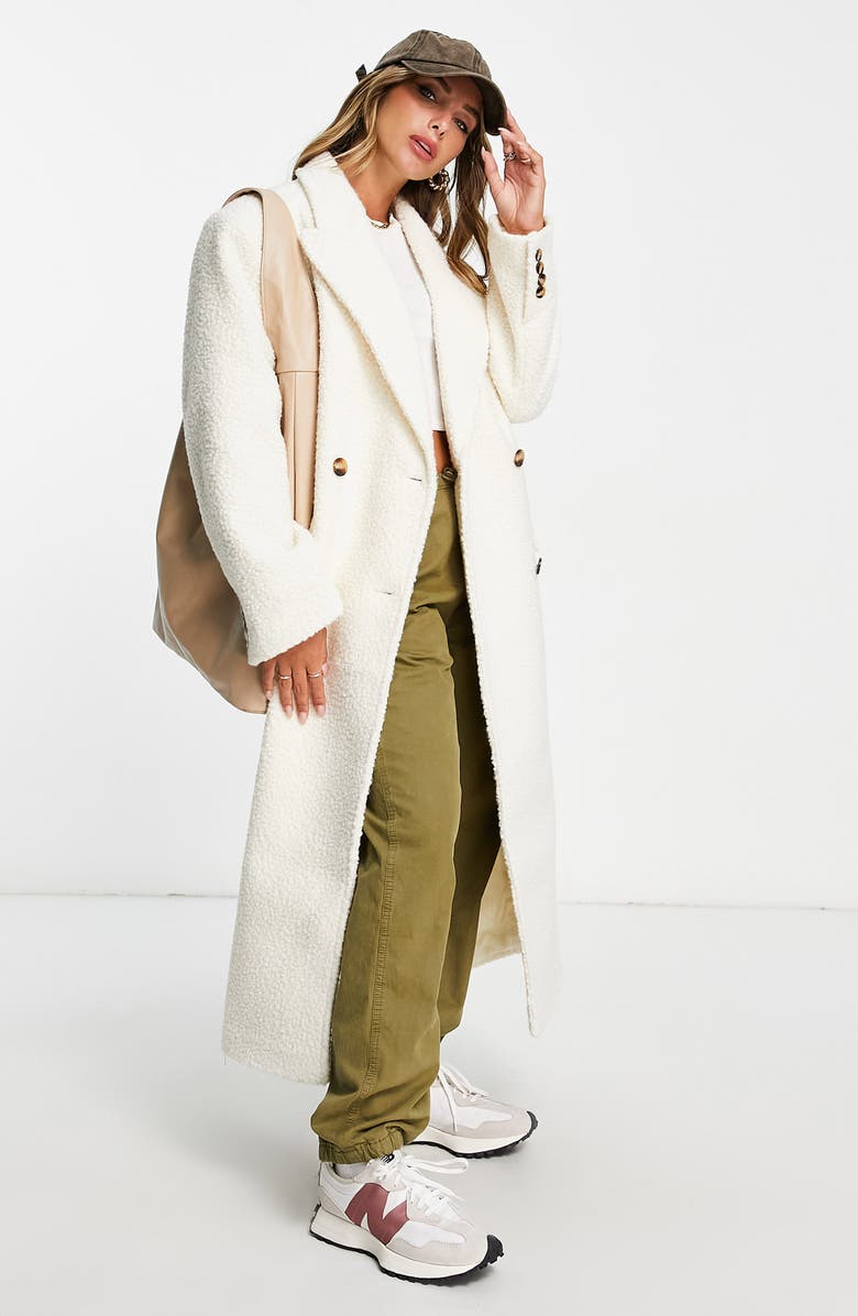 ASOS DESIGN Bouclé Longline Coat, Alternate, color,
