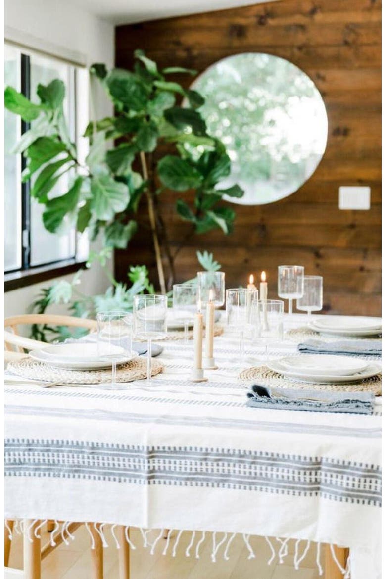 Aden Cotton Tablecloth, Alternate, color, Blue