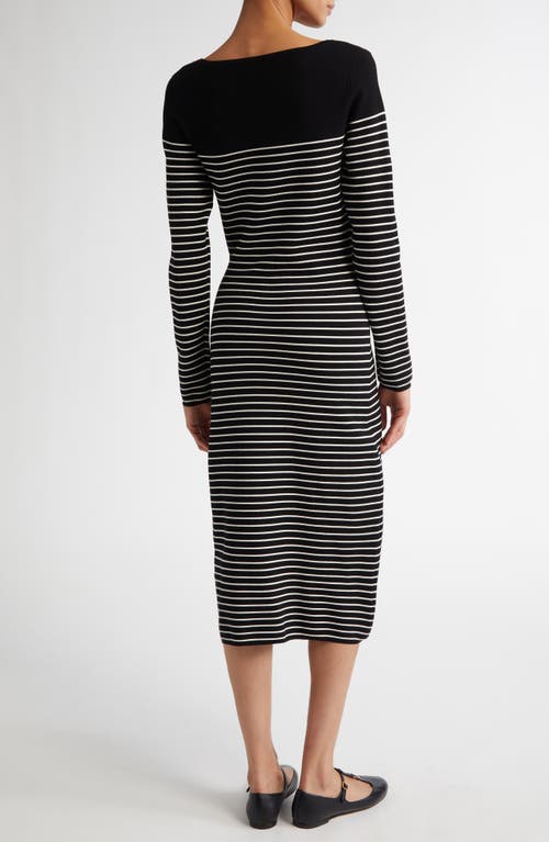 Shop Max Mara Studio Flipper Stripe Long Sleeve Midi Sweater Dress In Navy
