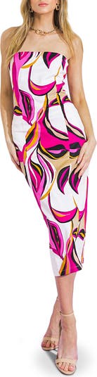 Print Twill Midi Dress