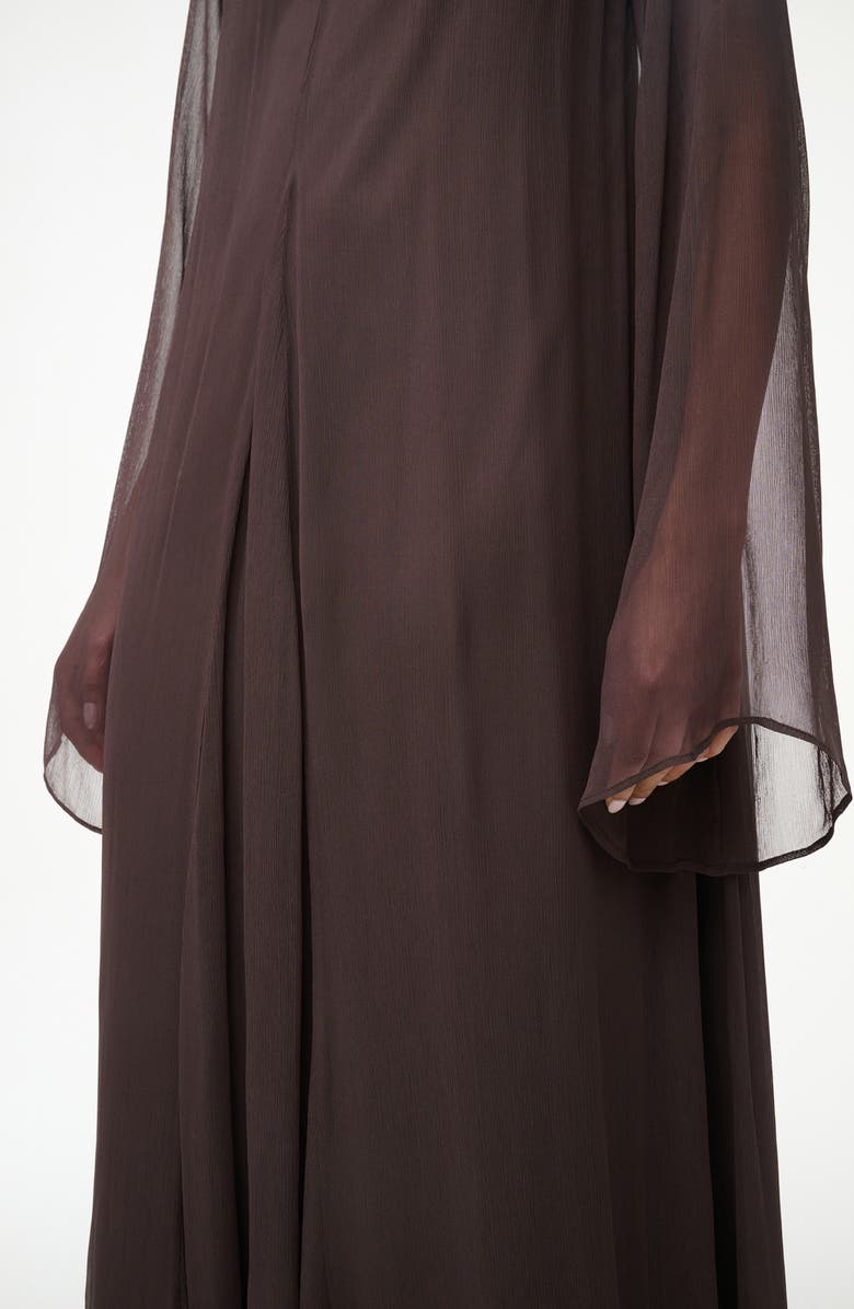 STAUD Esther Long Sleeve Chiffon Maxi Dress, Alternate, color, Earth