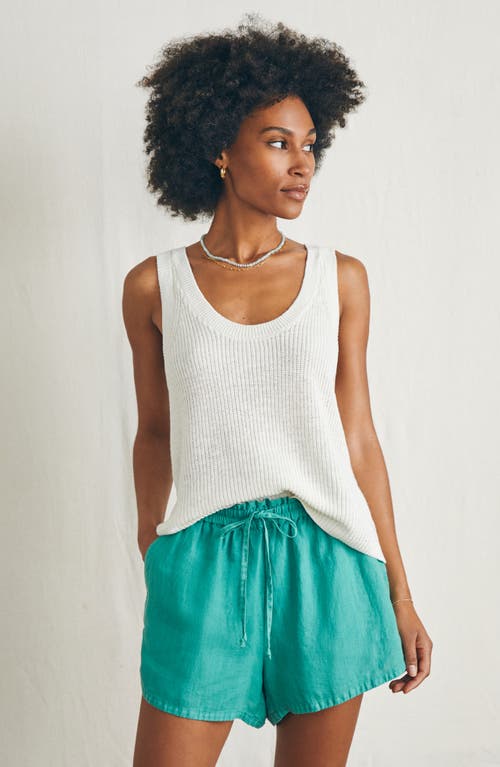 Faherty Laguna Linen Drawstring Shorts In Bottle Green