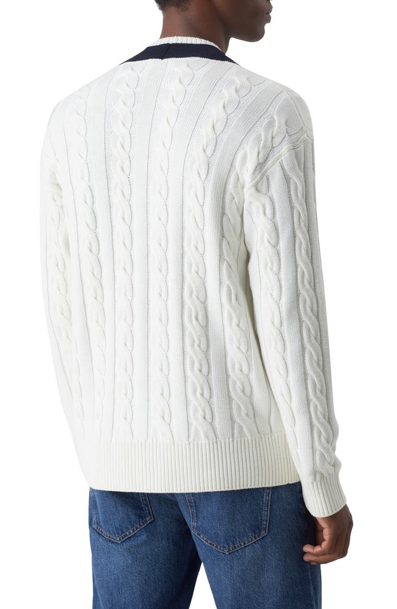 Closed Men's College Cable Wool Blend Cardigan, Alternate, color, Wool White