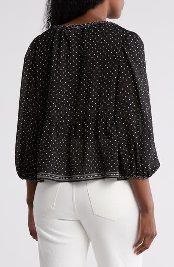 Polka Dot Tie Neck Top