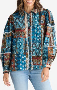 Talisman the Label Castella Patchwork Print Cotton Button-Up Shirt