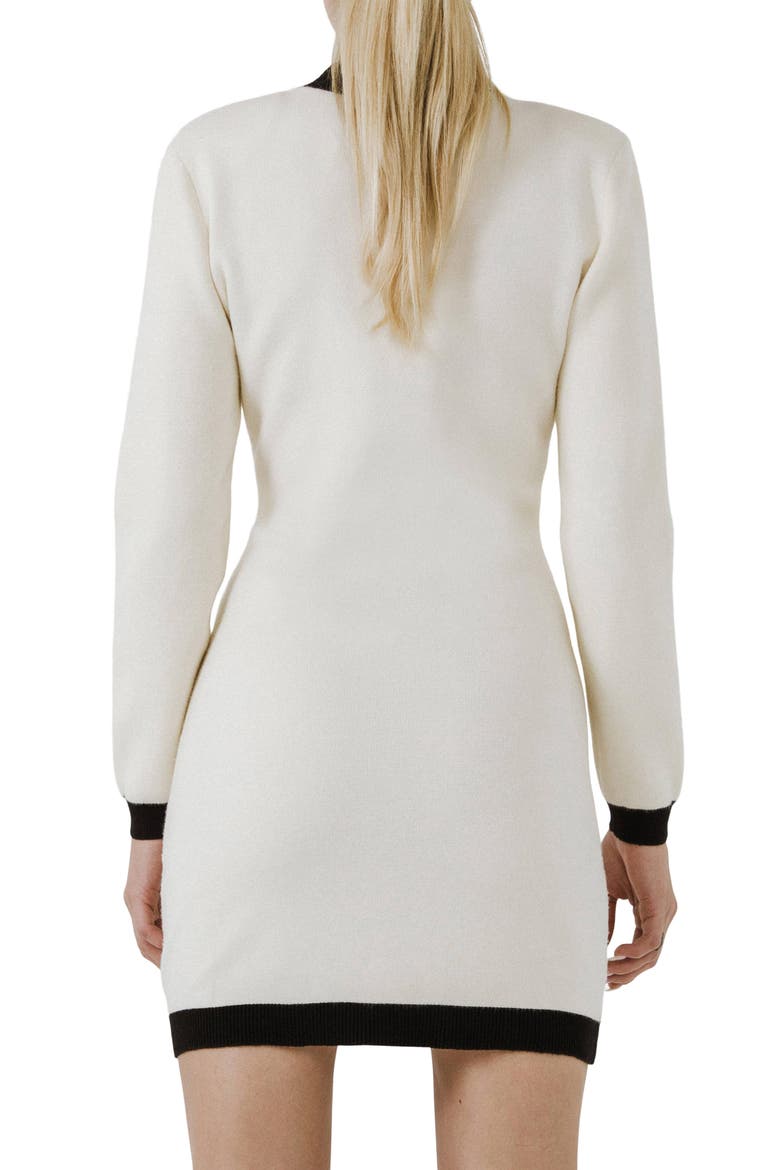V-Neck Sweater Dress, Alternate, color, CREAM