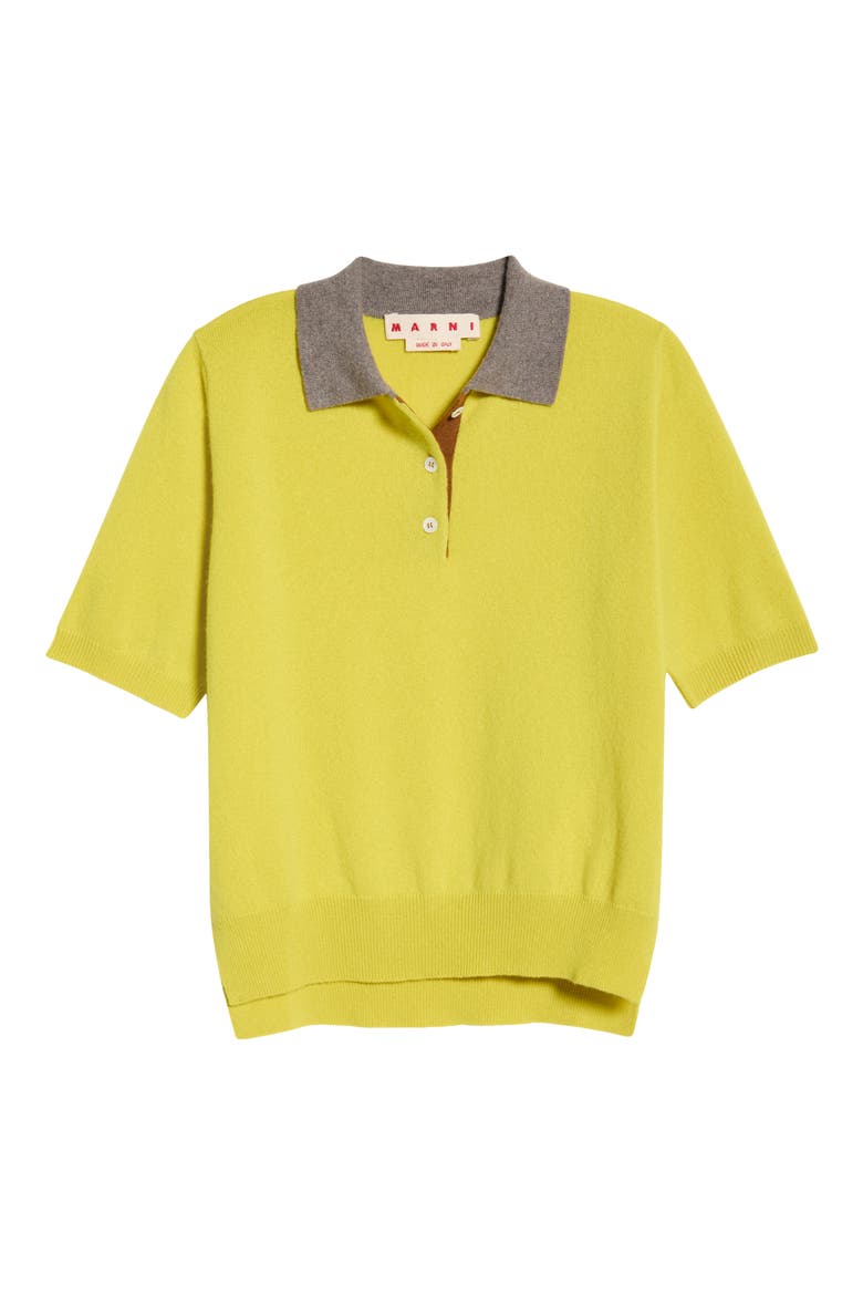 Short Sleeve Cashmere Polo Sweater, Main, color, MXV42 CITRONELLE