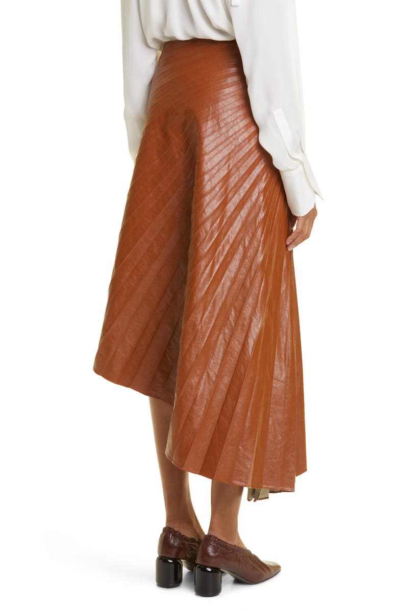 A.L.C. Tracy Asymmetric Pleat Faux Leather Skirt, Alternate, color,