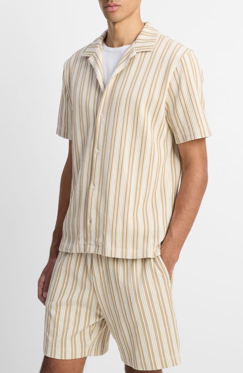 Vince Jacquard Stripe Knit Camp Shirt In Animal Print
