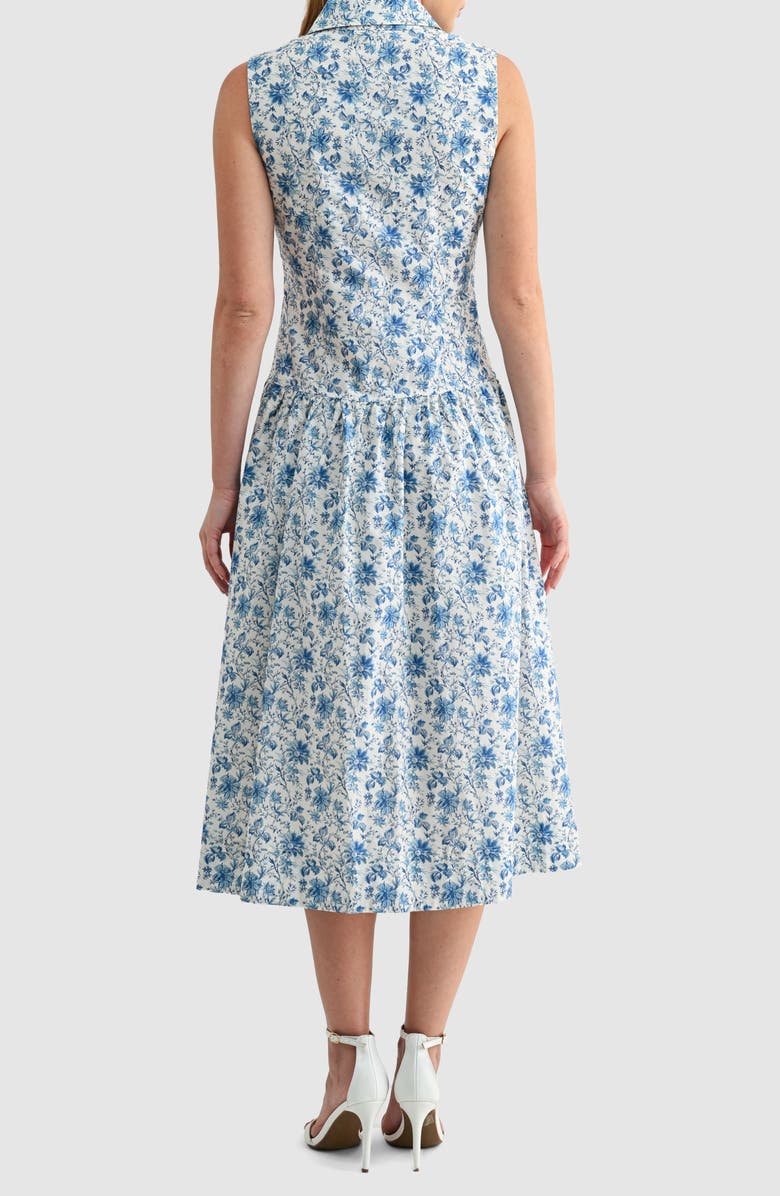 Mila Mae Floral Sleeveless Cotton Midi Shirtdress, Alternate, color, Blue Floral