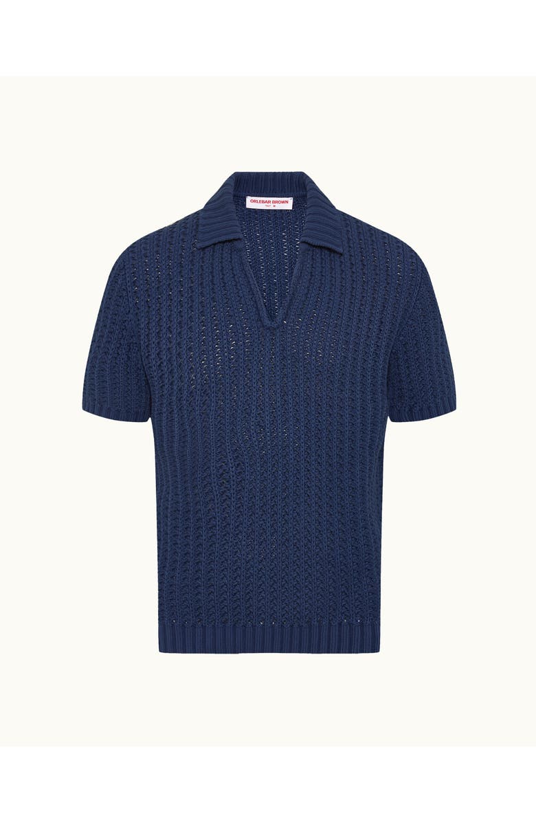 Orlebar Brown Swift Classic Fit Crochet Cotton Polo, Main, color, Shore Blue