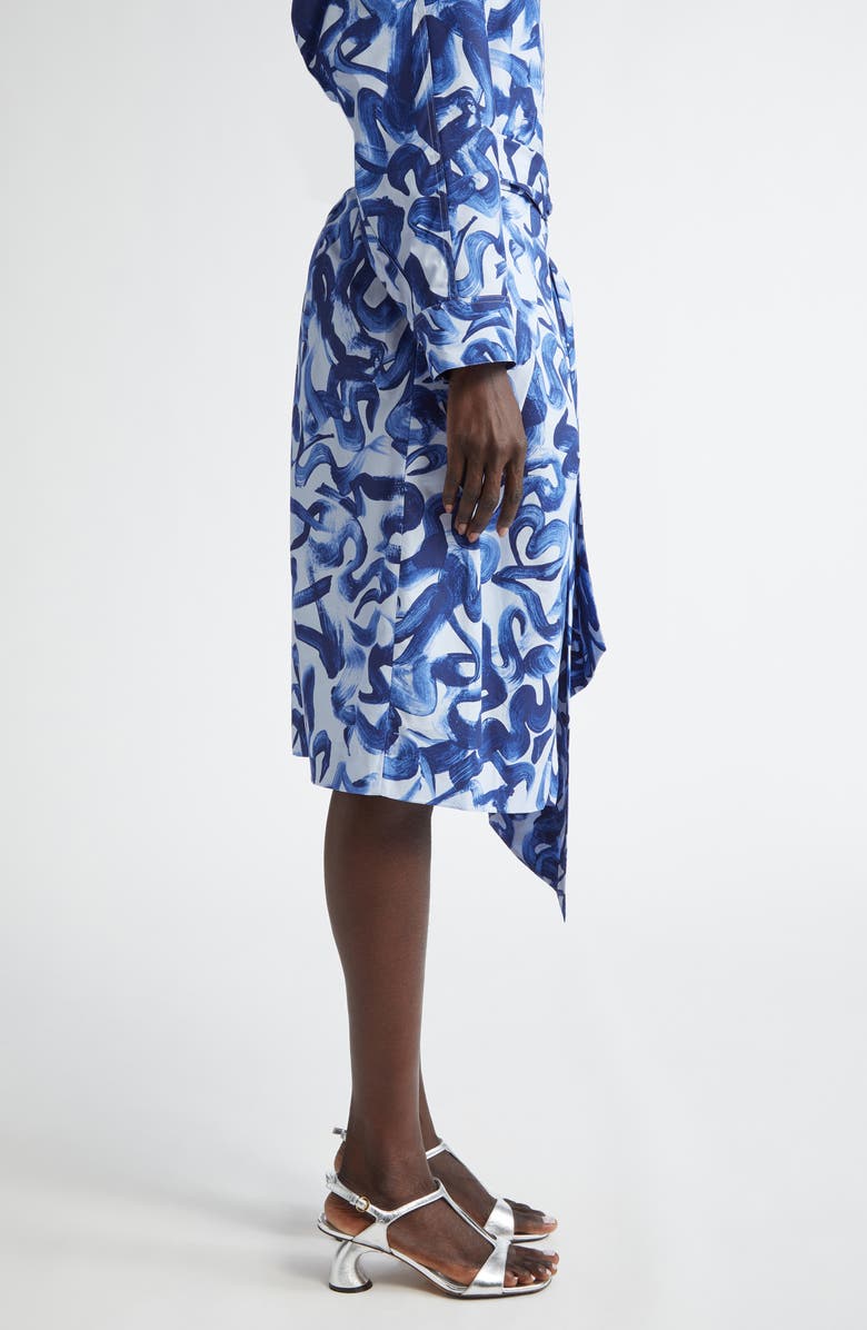 Dries Van Noten Solade Abstract Print Cotton Poplin Midi Skirt, Alternate, color, Blue