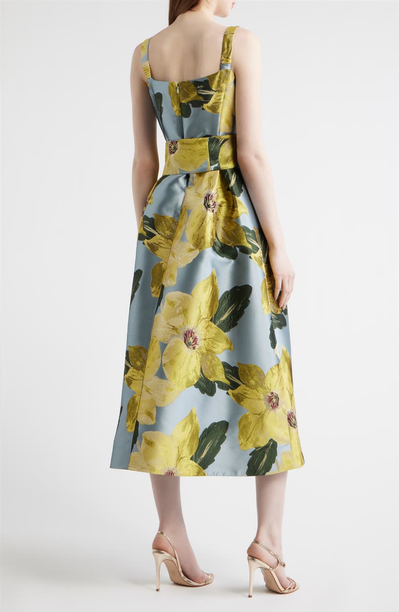 Julia Jordan Floral Jacquard Midi Cocktail Dress, Alternate, color, Blue Multi