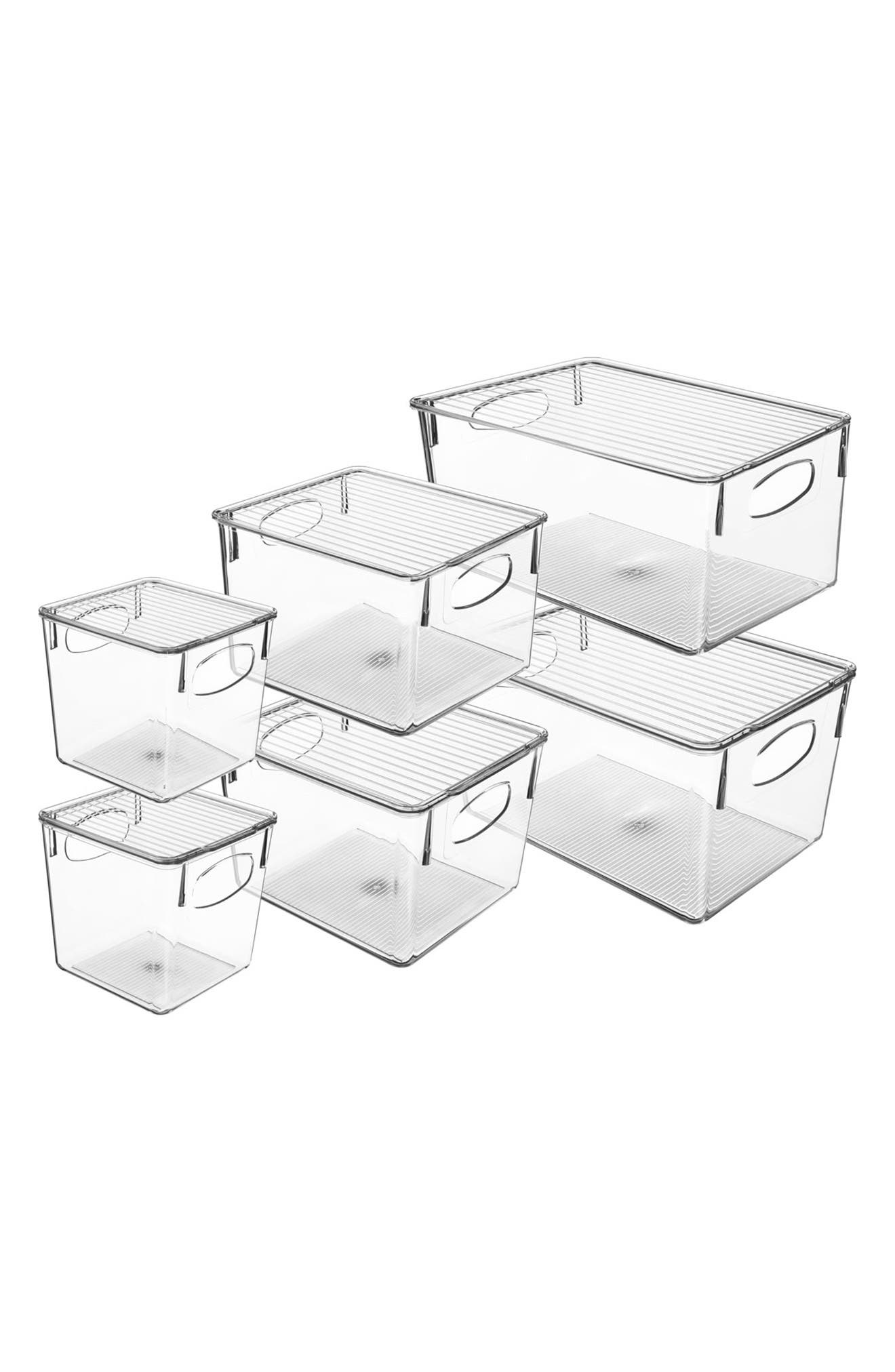 SORBUS Clear Lidded Bin Set