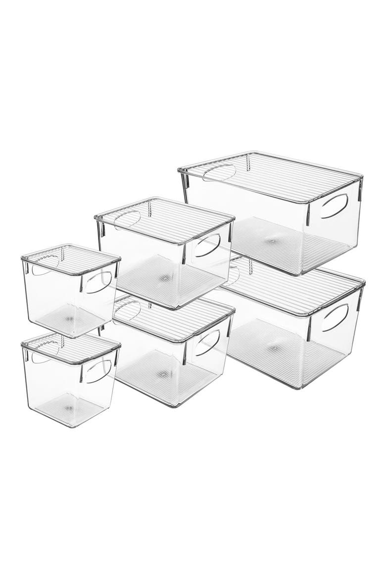 Clear Lidded Bin Set, Main, color, CLEAR