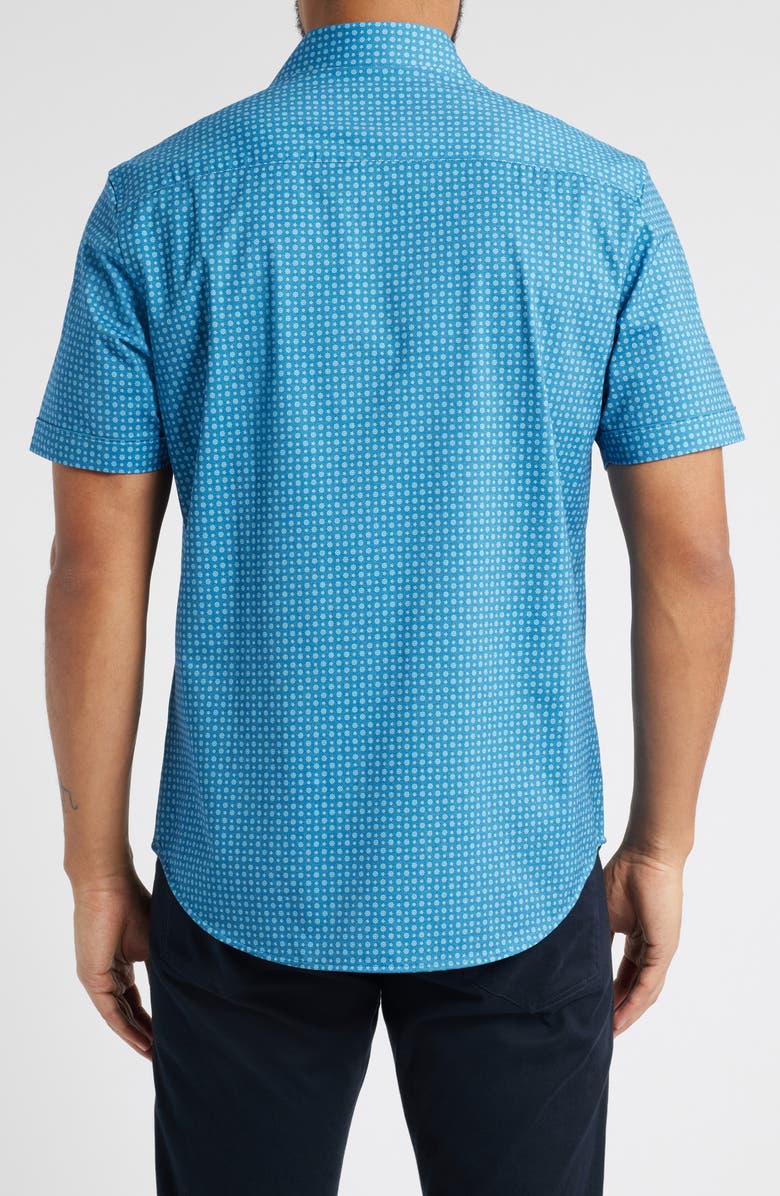 Bugatchi Miles OoohCotton<sup>®</sup> Floral Short Sleeve Button-Up Shirt, Alternate, color, Indigo