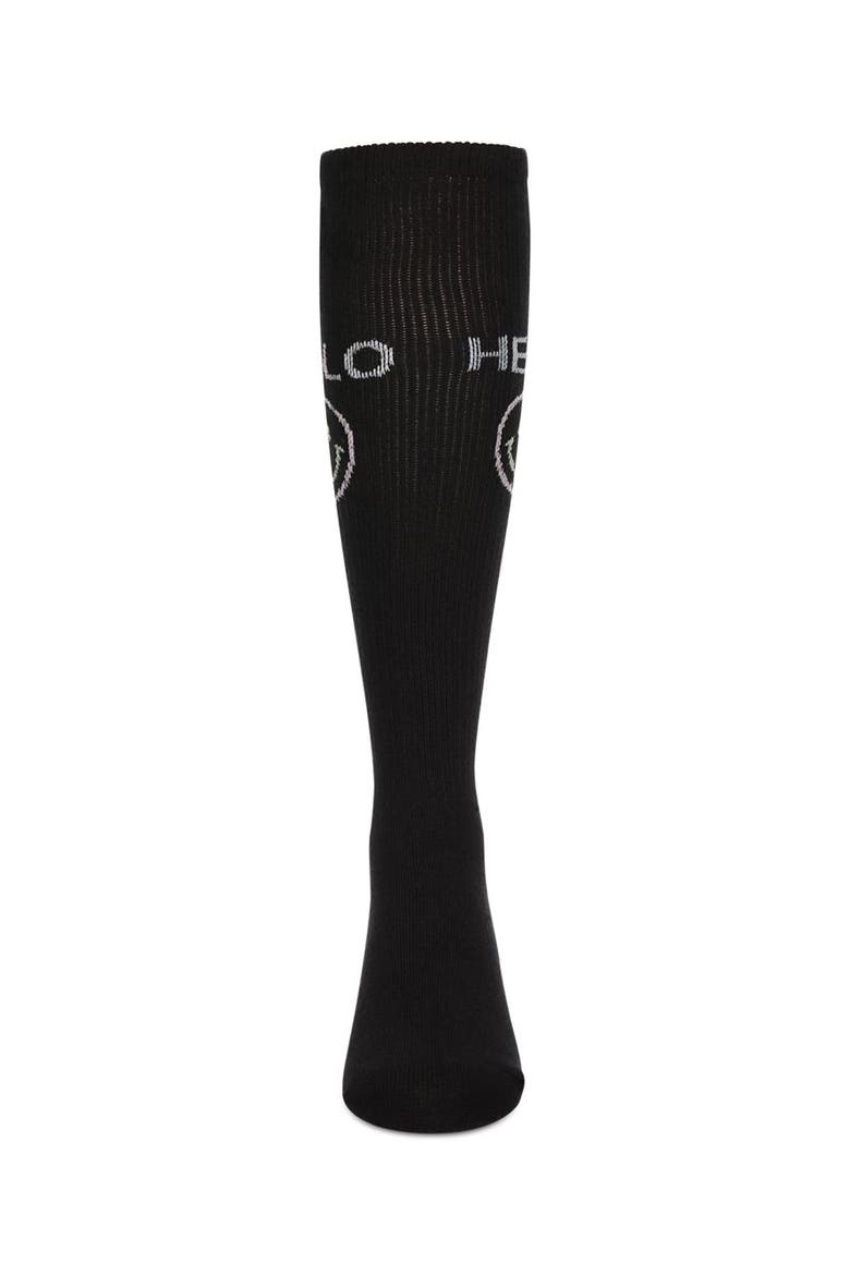 HELLO-Theme Knee High Sock, Alternate, color, Black