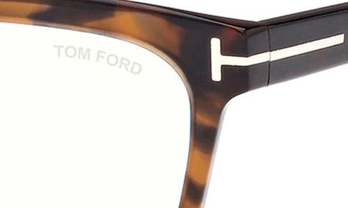 Shop Tom Ford 56mm Square Blue Light Blocking Optical Glasses In Havana Rose Gold/t Logo
