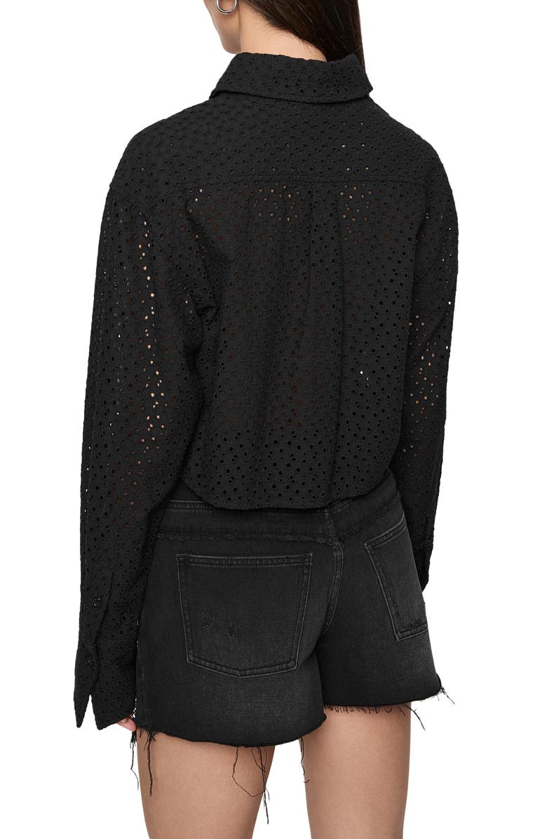 Rebecca Minkoff Juna Crop Cotton Eyelet Button-Up Shirt, Alternate, color, 