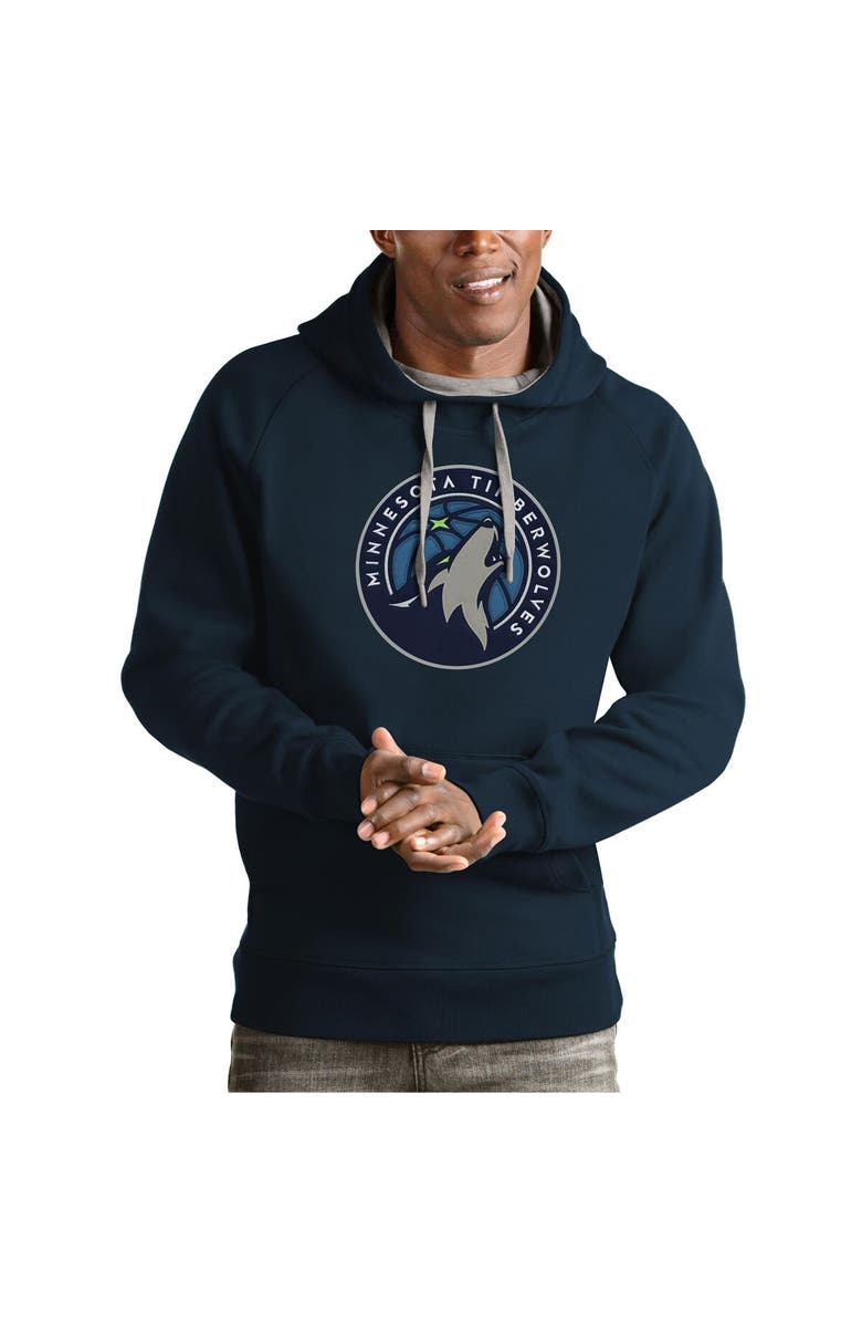 ANTIGUA Men's Antigua Navy Minnesota Timberwolves Team Logo Victory Pullover Hoodie, Main, color, 