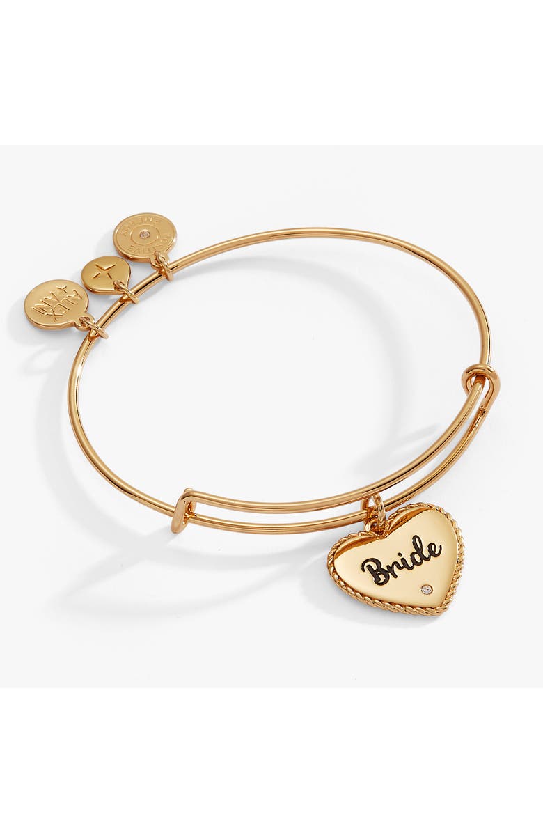 Alex and Ani Bride Heart Bangle, Main, color, Gold
