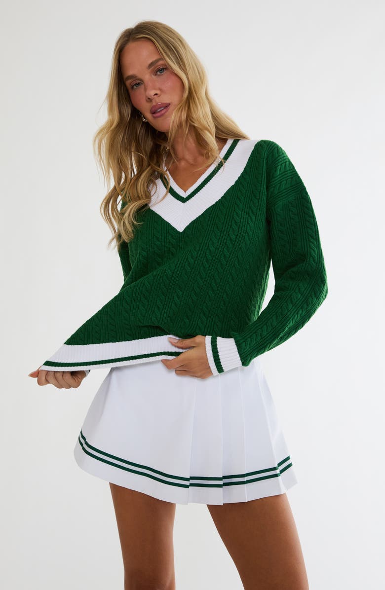 Beach Riot Montana Cable Stitch Sweater, Alternate, color, Putting Green