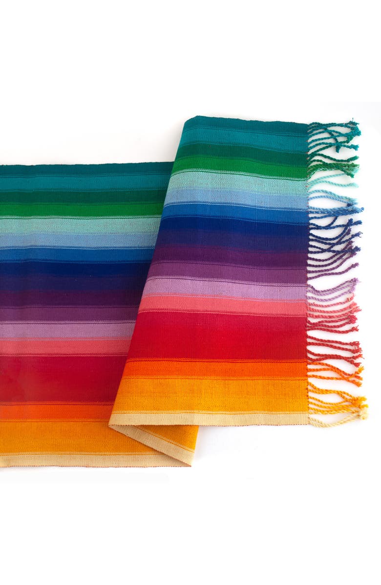 Mayan Hands Rainbow Table Runner, Main, color, Multicolor