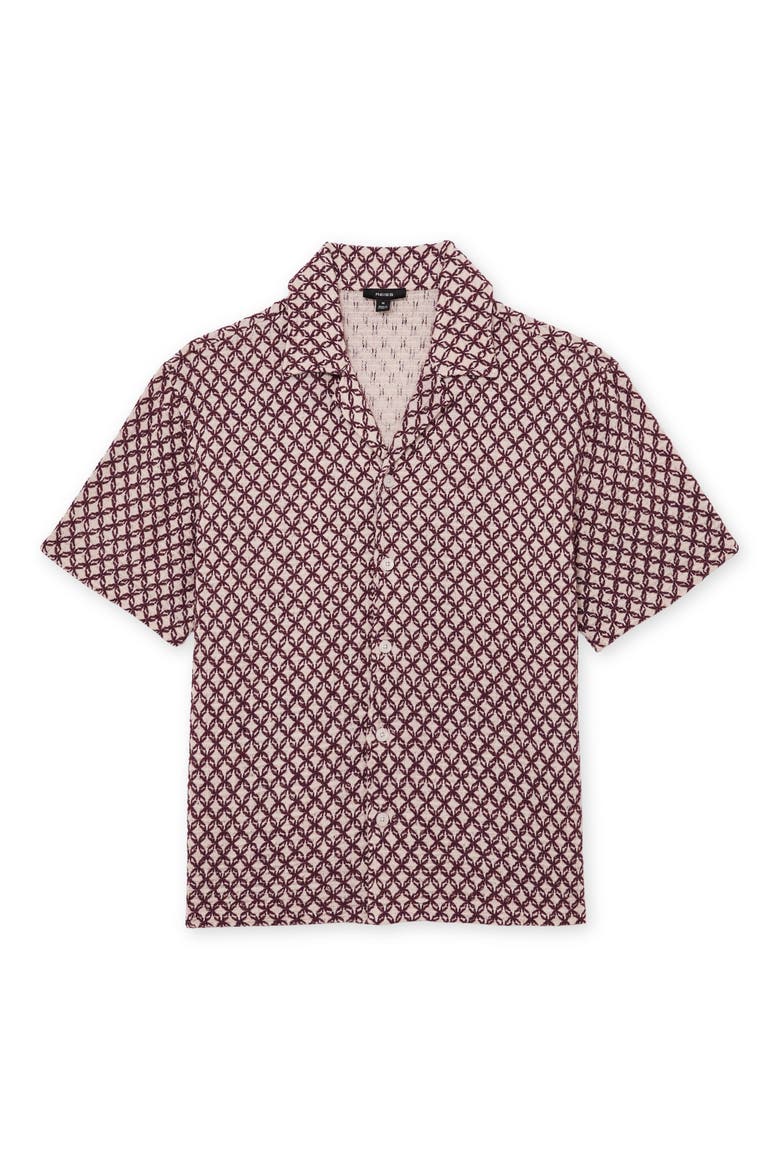 Mill Textured Short Sleeve Button-Up Shirt, Alternate, color, RUST RED