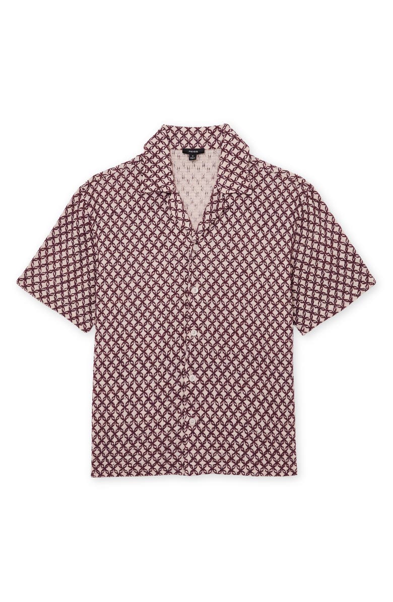 Reiss Mill Textured Short Sleeve Button-Up Shirt, Alternate, color, Rust Red