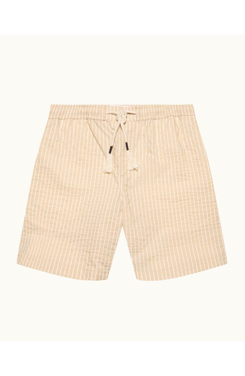 Orlebar Brown Sonoran Seersucker Relaxed Fit Seersucker Stripe Shorts, Main, color, Biscuit/Latte Stripe