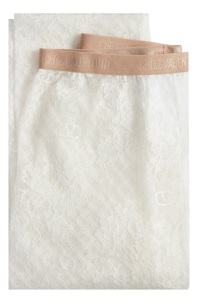 Valentino Garavani Chez Valentino Sheer Floral Lace Tights, Main, color, A03 Avorio