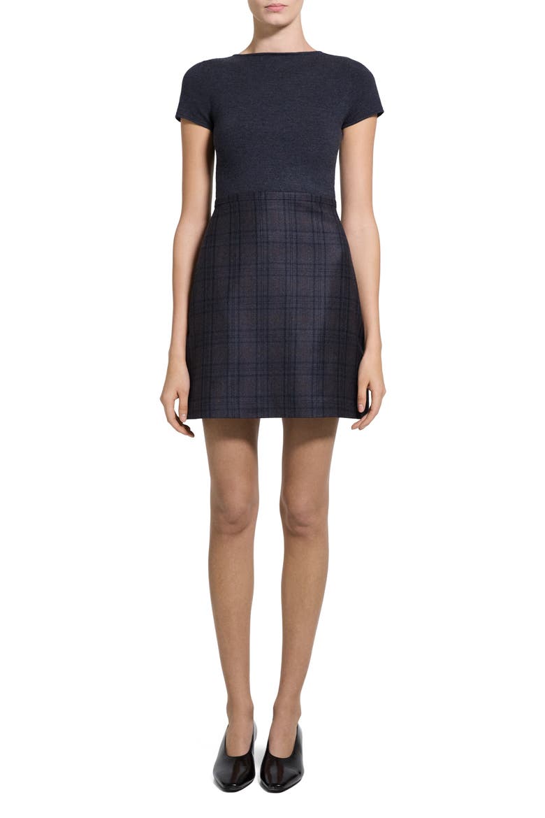 A-Line Wool Miniskirt, Main, color, CHARCOAL MULTI - QDY