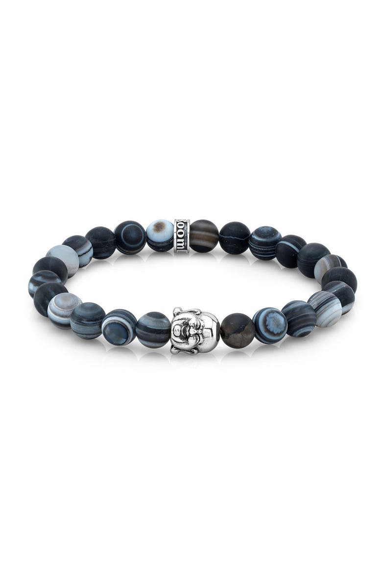 Buddha Bead Bracelet, Main, color, Grey
