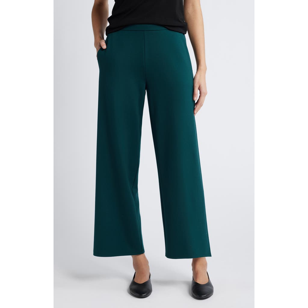 Eileen Fisher High Waist Wide Leg Ponte Pants In Green