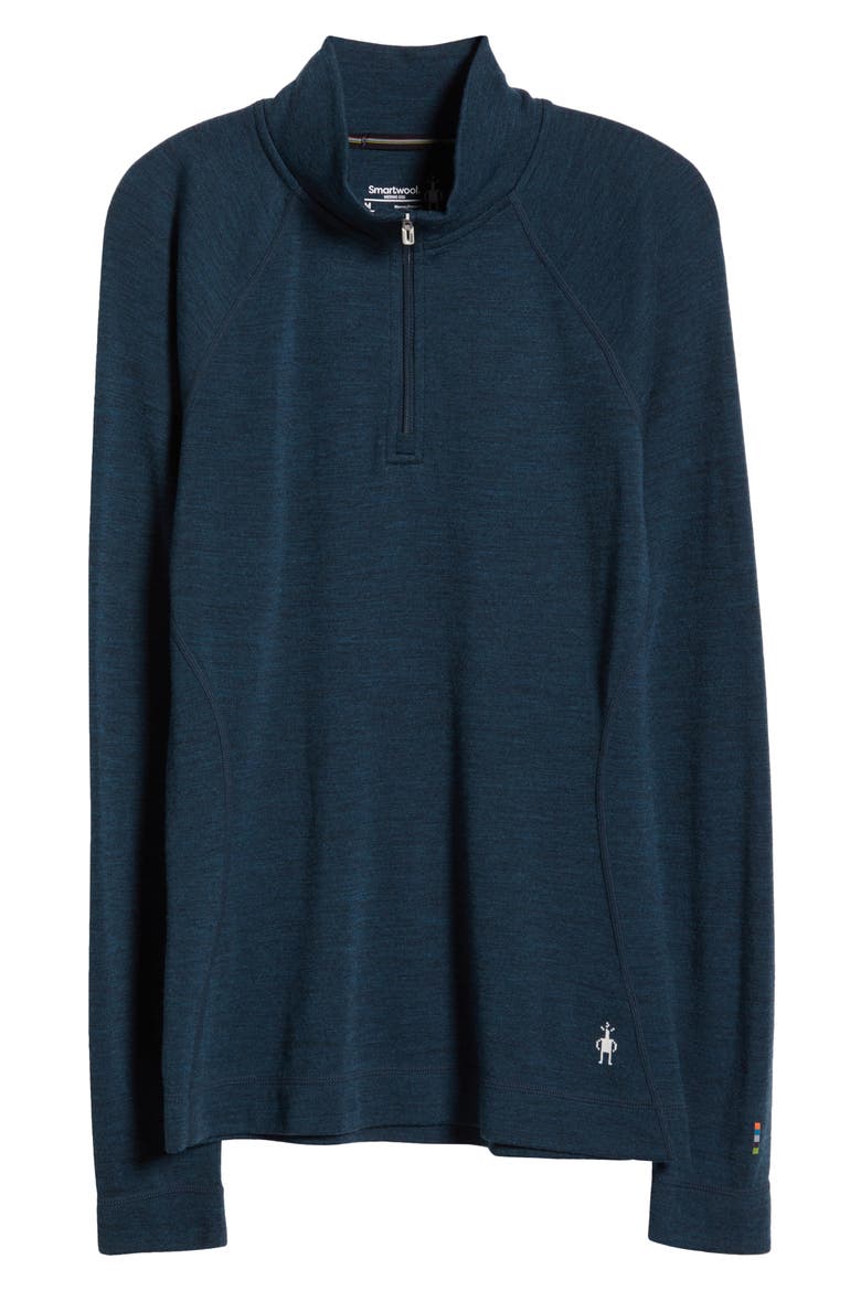 Classic Thermal Merino Wool Quarter Zip Pullover, Alternate, color, TWILIGHT BLUE HEATHER