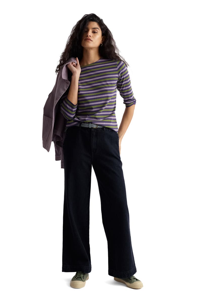 Sailor Stripe Organic Cotton Top, Alternate, color, DUET MINI CORNISH DARK VIOLET