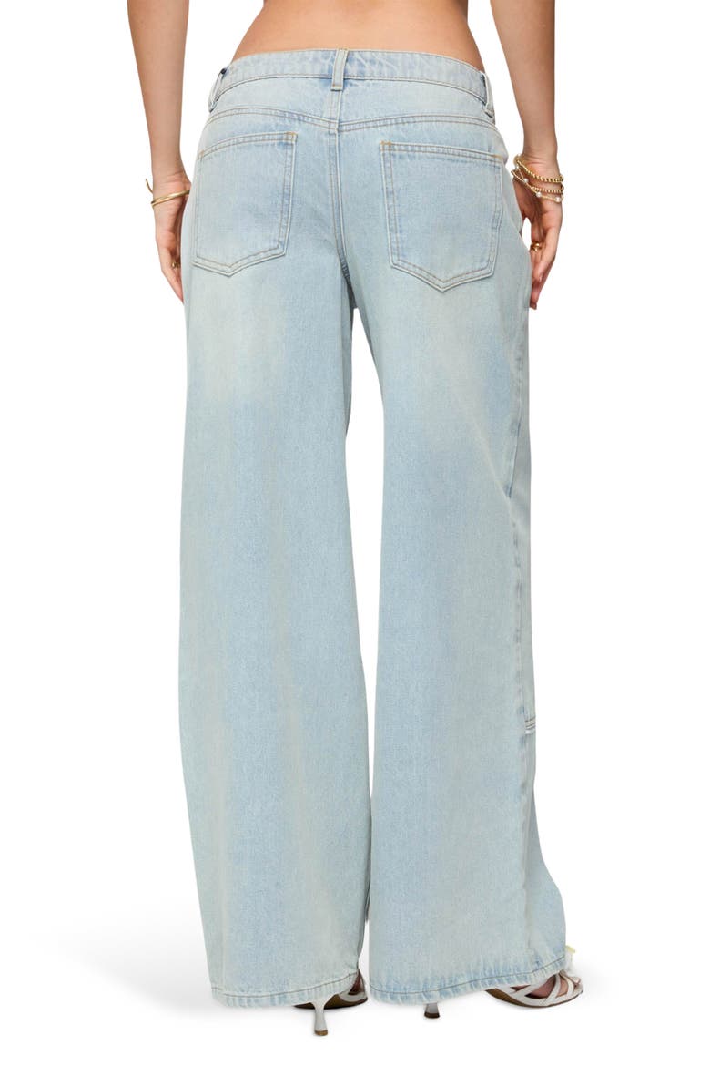 Teela Lace Panel Low Rise Wide Leg Utility Jeans, Alternate, color, LIGHT-BLUE