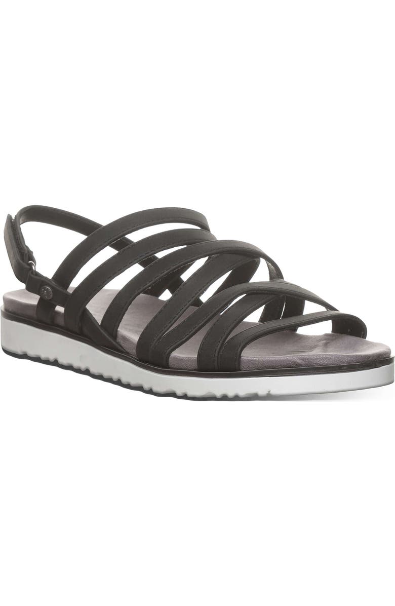 BEARPAW <p>Crete Faux Leather Sandal (Women)</p>, Main, color, Black