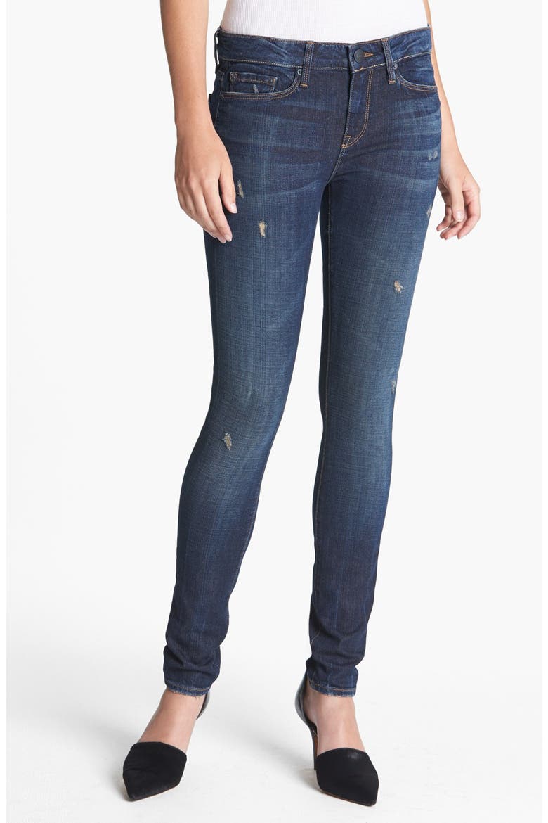Destroyed Stretch Skinny Jeans, Main, color, DESTRUCTED DARK CRIMSON
