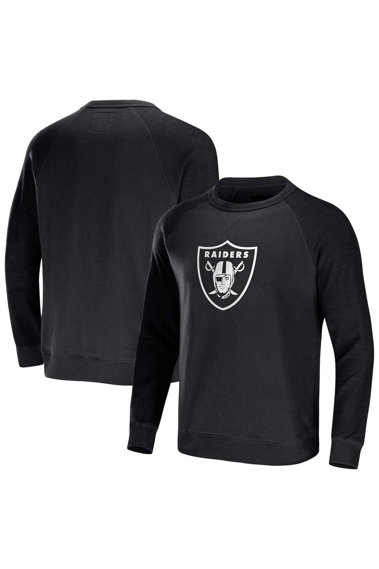 Men's NFL x Darius Rucker Collection by Fanatics  Black Las Vegas Raiders Distressed Lightweight Pullover Sweatshirt, Alternate, color, Black