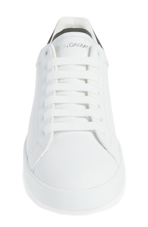 Dolce & Gabbana White Leather Portofino Sneakers In White