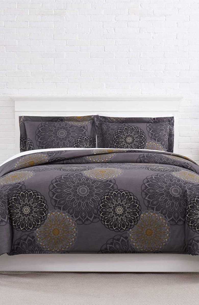 SOUTHSHORE FINE LINENS Premium Collection Oversized Comforter Set, Alternate, color, Midnight Floral Black