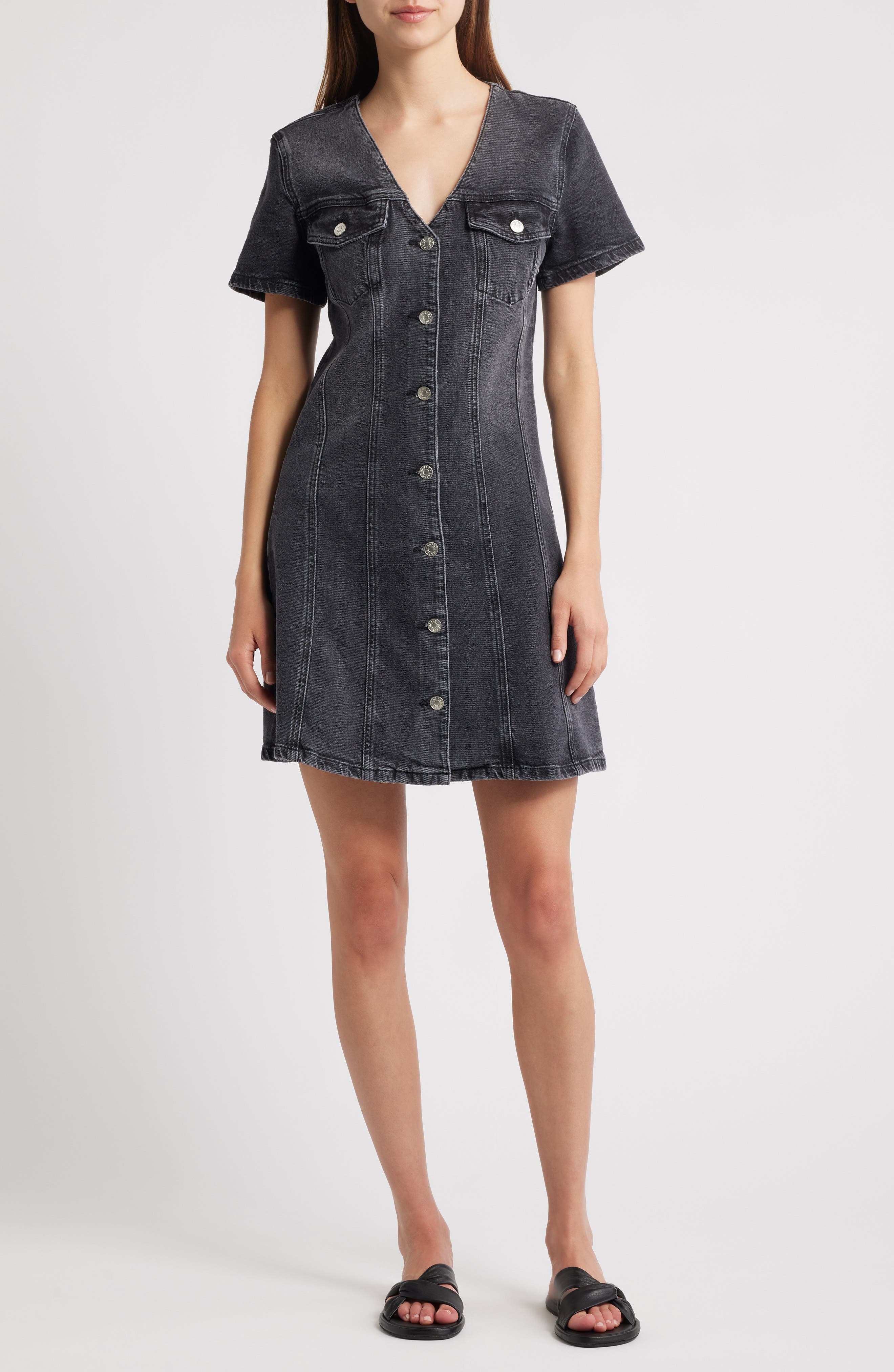 Rails Saratoga Button Front Denim Minidress