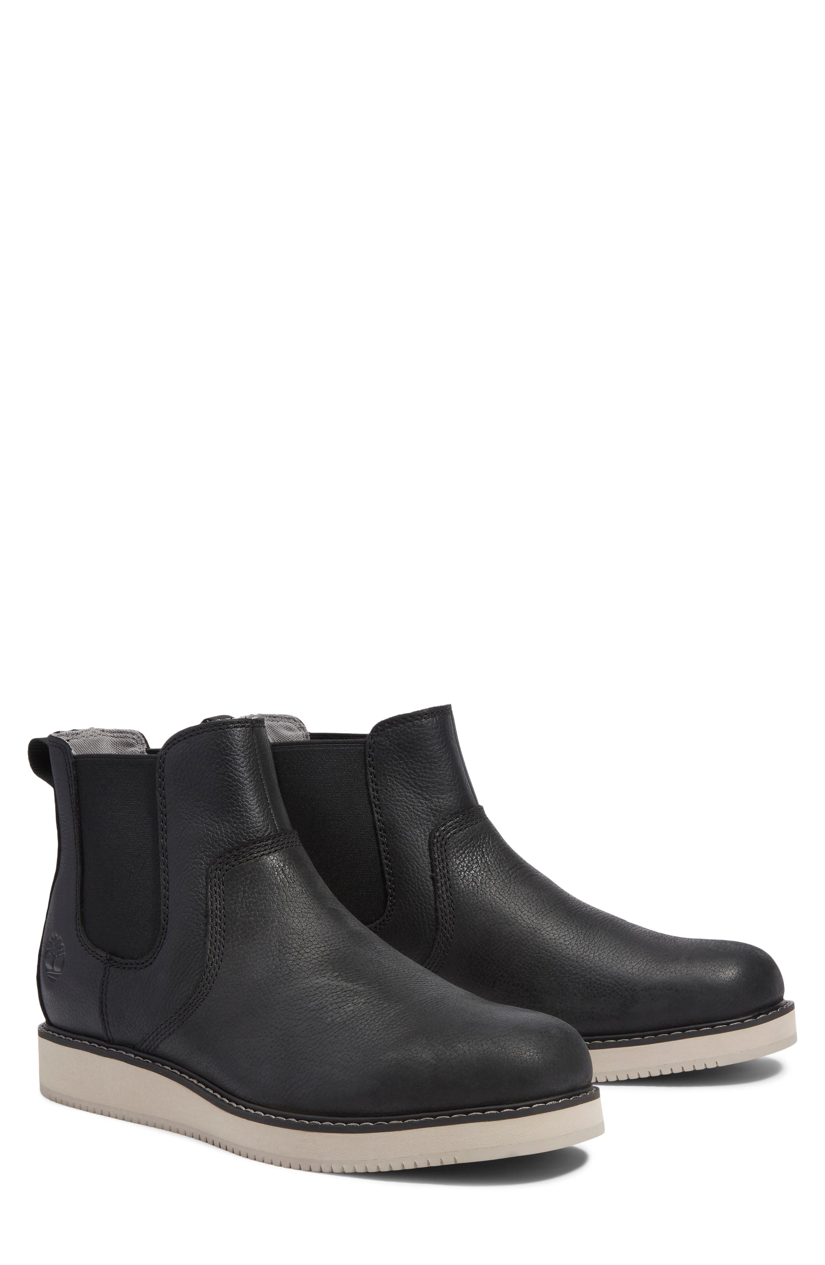 Redwood Edge Essential Water Repellent Chelsea Boot, Alternate, color, BLACK FULL GRAIN