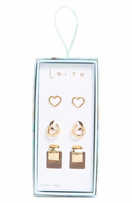 Leith 3-Pack Assorted Stud & Hoop Earrings