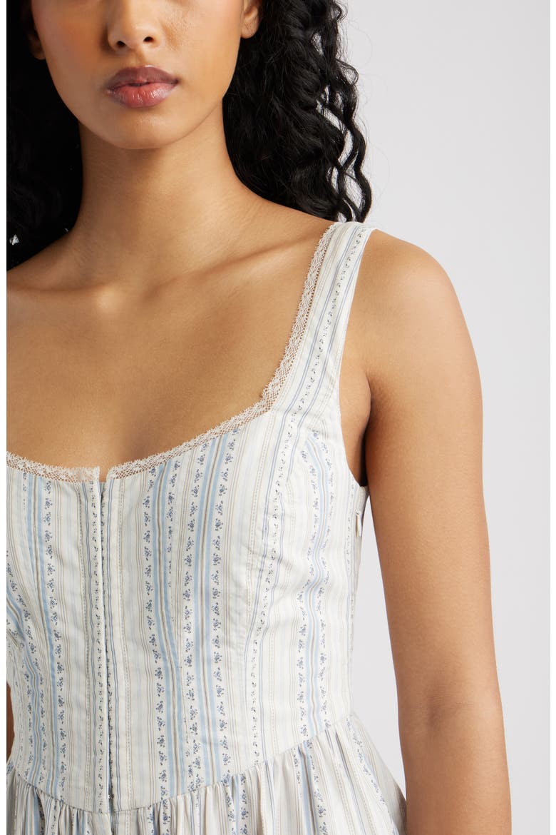 Majory Floral Stripe Cotton Dress, Alternate, color, CINCHED BLUE