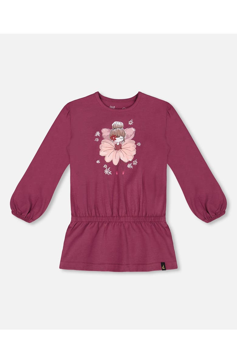 Deux par Deux Girl's Elastic Waist Tunic Burgundy, Main, color, 